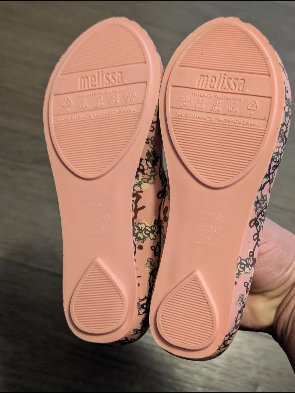 Melissa Pink Floral Peep-Toe Ballet Flats Size 2